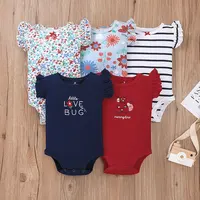 5 Pcs/Lot New Fashion Newborn Cartoon Short Sleeve Baby Boy Girl Bodysuits Soft 100%Cotton Infant Bebe Clothes 0-24M 1