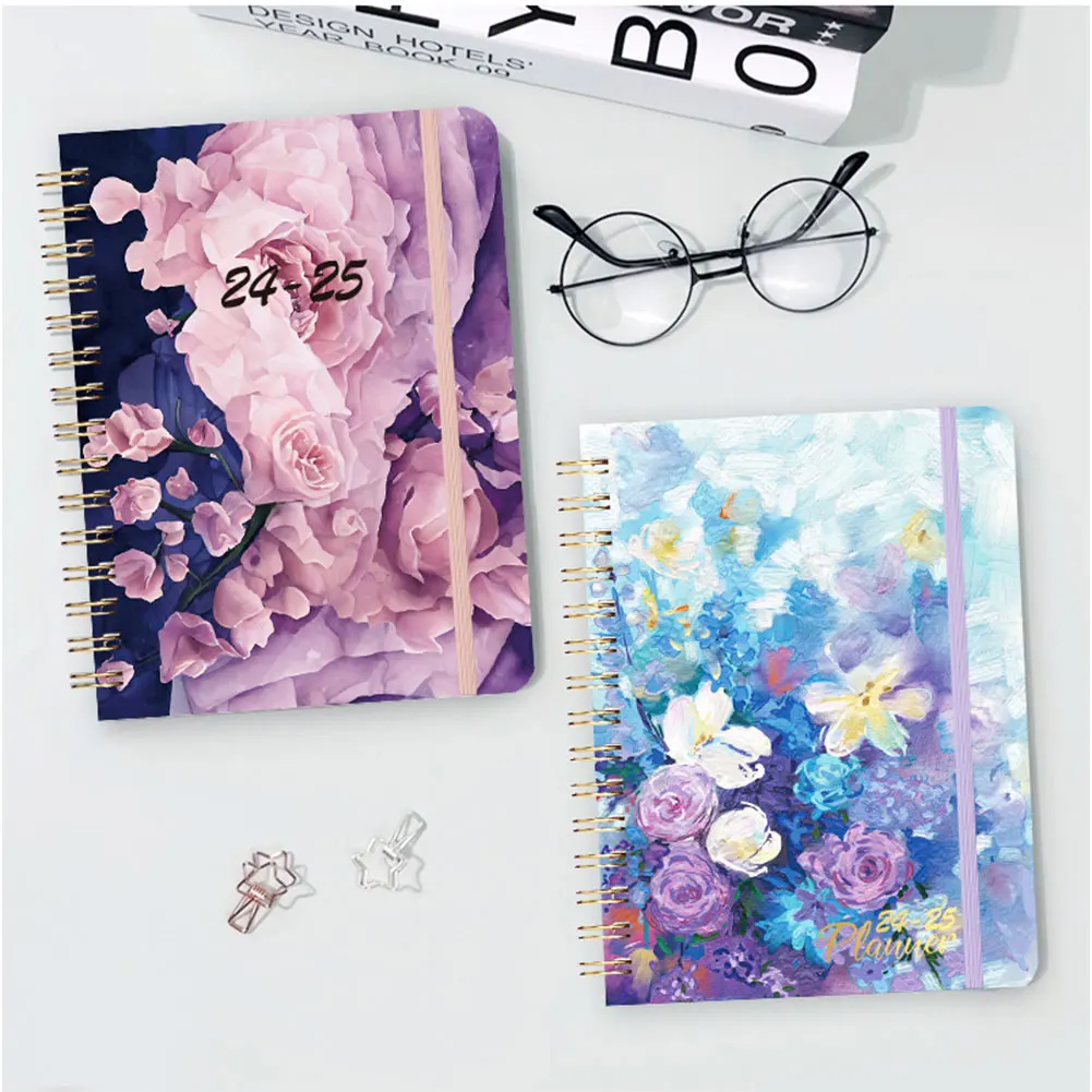 Agenda A5 Notebook Spiral Bound Diary Planner with Monthly Tabs Calendar Planner for Office School Kids and Adult Gift
