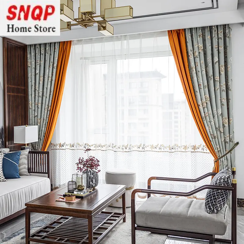 

Custom European luxury curtains living room bedroom dining room blackout relief embroidered jacquard embroidered curtains villa