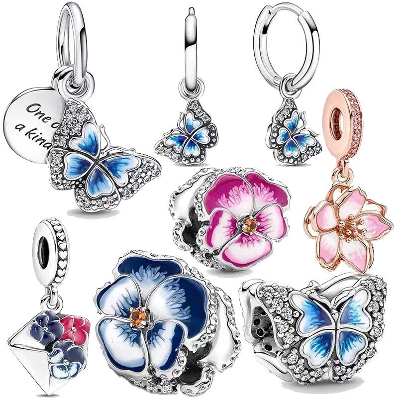 2022 New 925 Sterling Silver Spring Gloves Stones Pendant Charm Beads Fit Original Pandora Bracelet &amp Necklace Women Jewelry DIY |