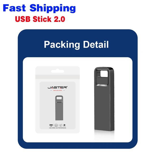 JASTER Memory Stick 2.0 Metal USB Flash Drive 64GB Free Custom LOGO Pen Drives 32GB Usb Pendrive Pack U Disk 16GB Free of Charge 1