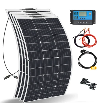 ชินพูกวาง แผงเซลล์แสงอาทิตย์ 300w 400w 200w 100w ยืดหยุ่นเซลล์แสงอาทิตย์ monocrystalline PV ชุดแผงเซลล์แสงอาทิตย์ 12V บ้านระเบียงเครื่องชาร์จแบตเตอรี่ RV รถพ่วงเรือ เพิง RV ชาร์จ 12V แบตเตอรี่รถยนต์ monocrystalline 1