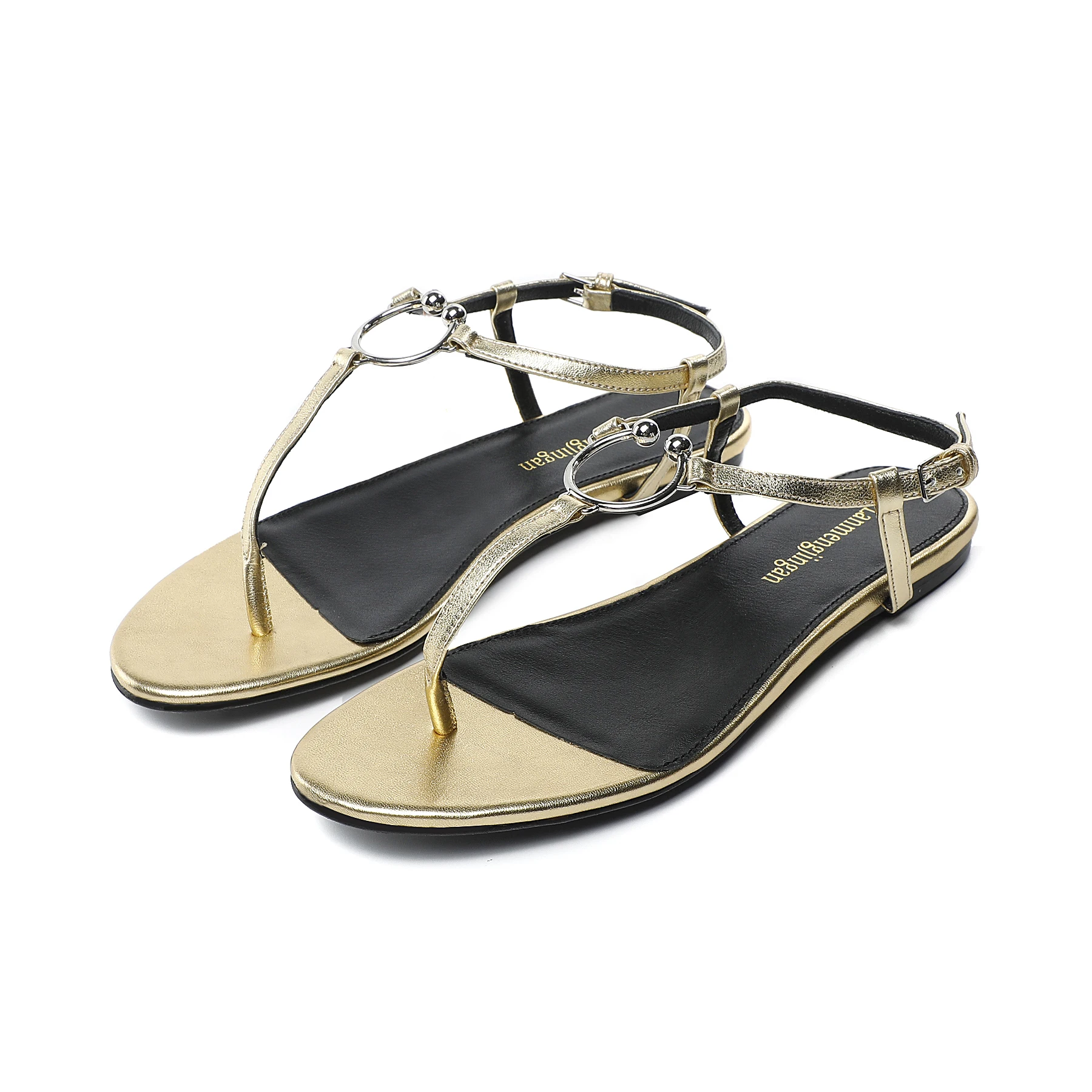 

Summer Ladies Slippers Round Toe Women's Shoes Metal Buckle Flip Flops Fashion Non-slip Beach Shoes Comfortable Casual Sandals