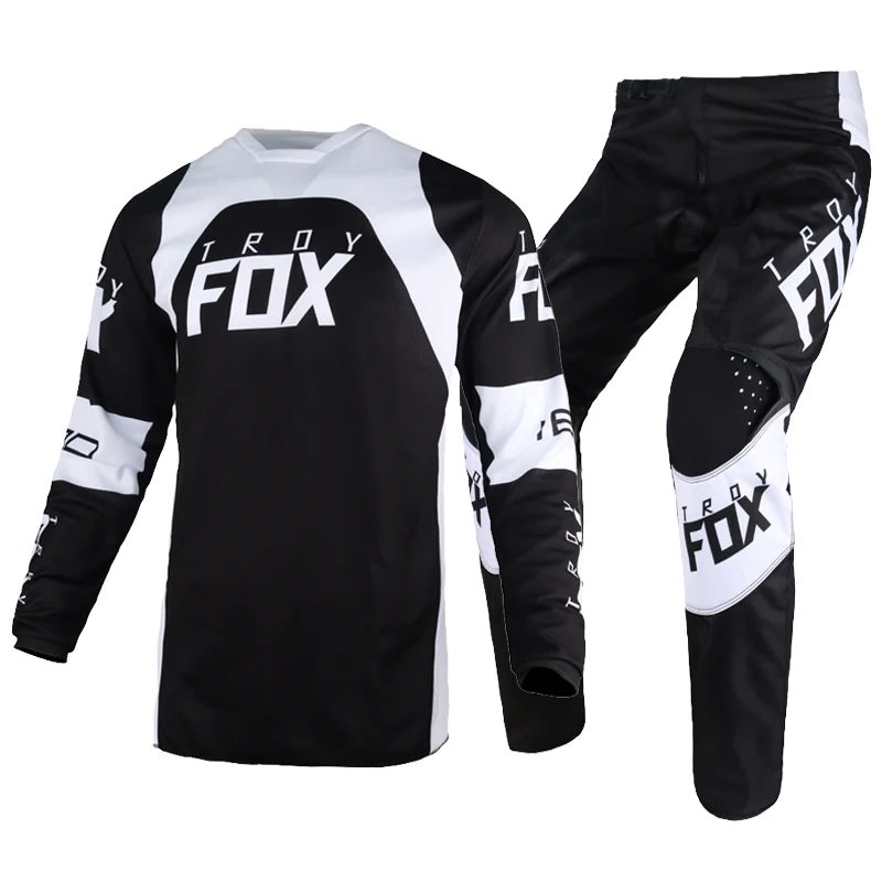 

Free Shipping ATV Gear Set 180 Trice Lux Jersey Pants Combo MTB MX Dirt Bike Offroad Kits Motocross Racing Black Suit