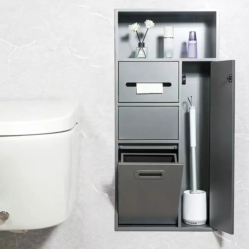 Stainless steel niche embedded toilet trash can bathroom embedded metal niche finished product