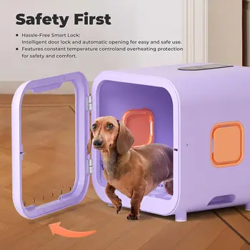 71L Ultra Quiet Pet Dryer Box for Dogs & Cats, Smart Temp Control, Ambient Light & Lock, Large Capacity Hair Dryer Box 5