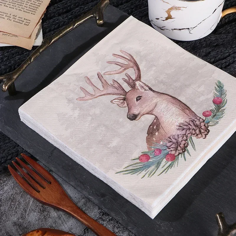 33*33cm Painted Christmas Series New Elk Disposable Printed Napkins Party Tissue Paper Square Tissue Paper 20pcs paper napkins,tissue paper decoration