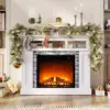 Electric Fireplace Mantel, LED Faux Fireplace Heater with Remote Control & Adjustable Flame, TV Console Table 1