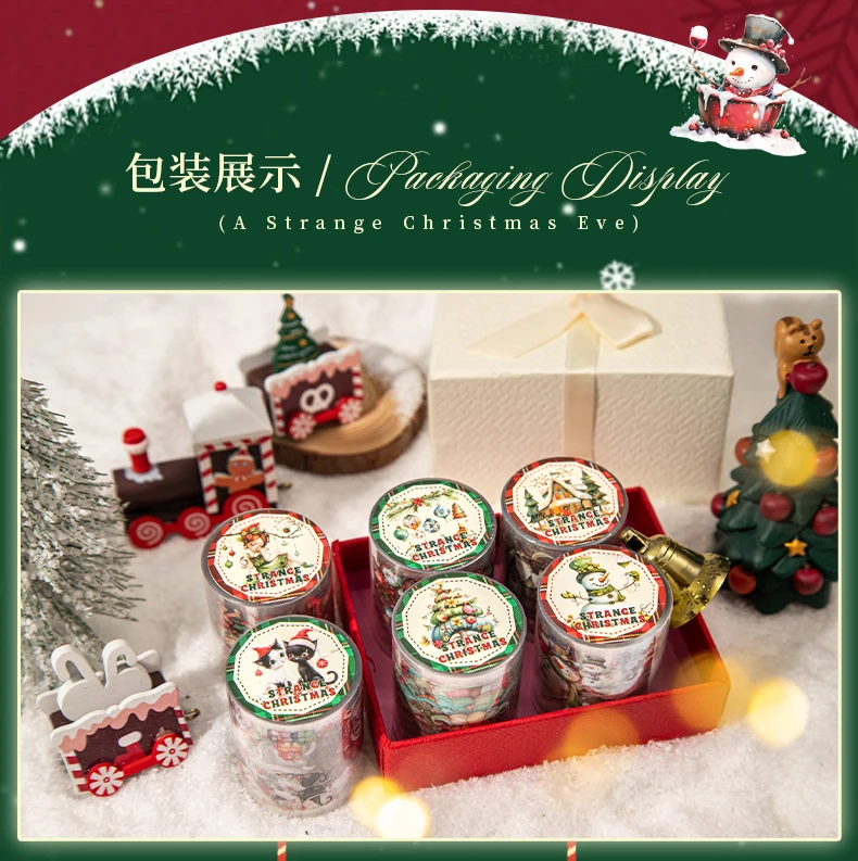 JIANQI 50mm * 2m Weihnachtsthema PET-Klebeband Aufkleber Dekorative Collage Kleber Diy Scrapbooking handgemachtes Abdeckband – Detail 3