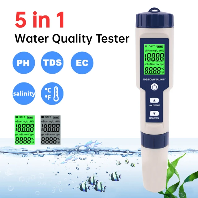 Testeur TDS/EC/PH/salinité 5 en 1 pour tester la qualité de l'eau,  numérique, analyseur pour piscine, aquarium - AliExpress