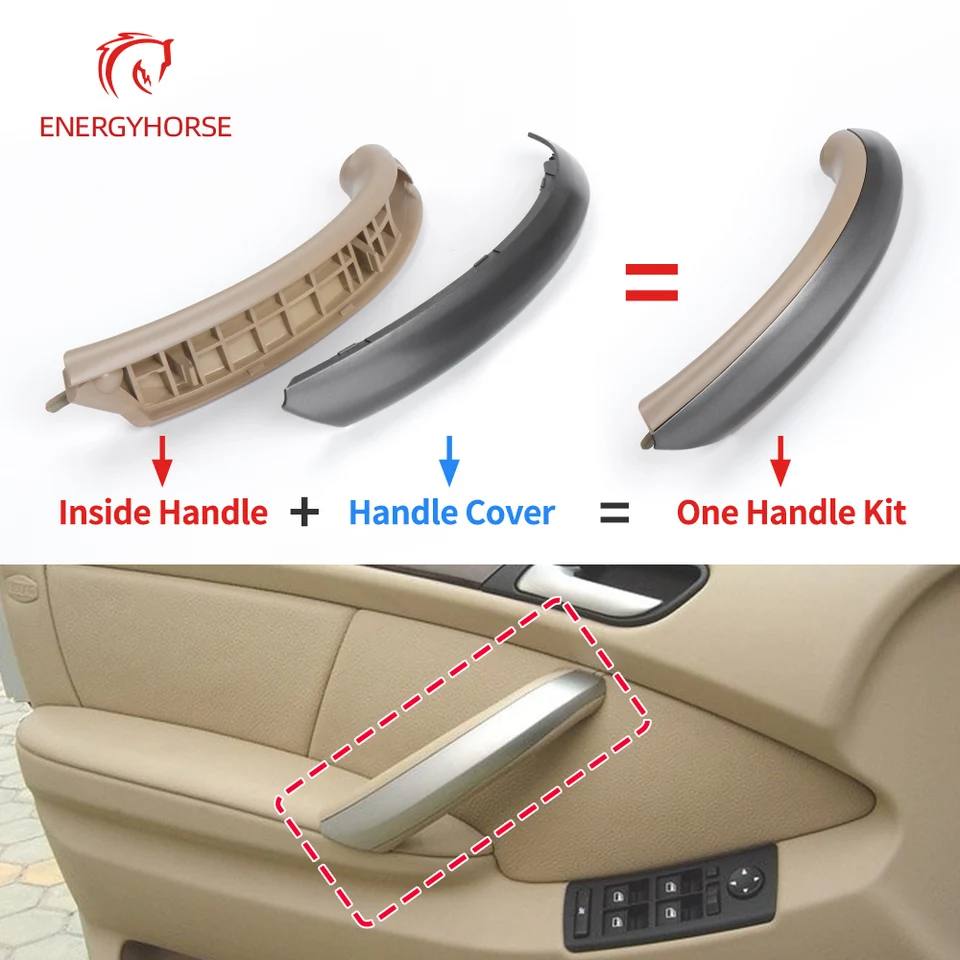 Binnendeurgreep VOOR X5 Serie VOOR E53 1999-2006 Auto Links Rechts Handvat Interieur Decoratie Onderdelen Binnendeur Panel Pull Trim Cover Deurtrekgreep(Silver Gray Right