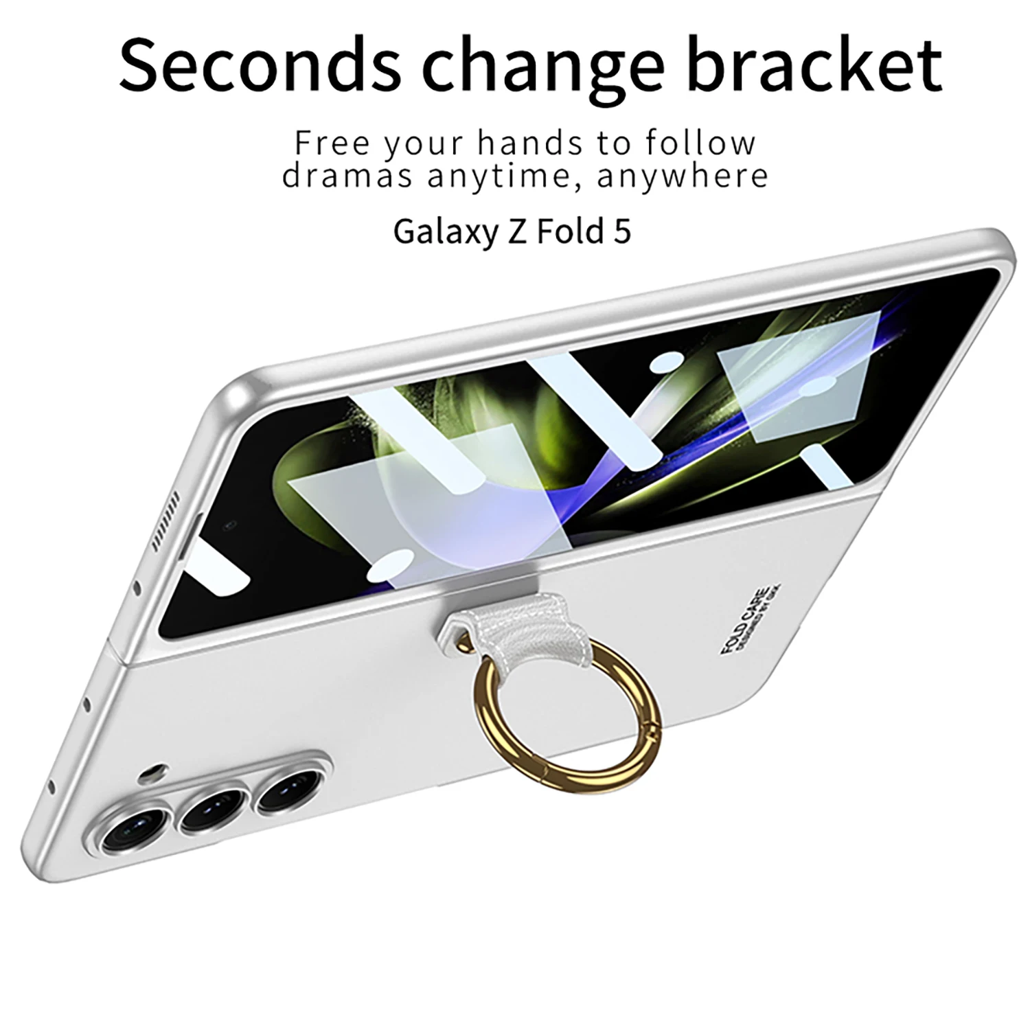 

Fashion Ring Bracket Ultra-thin Phone Case For Samsung Galaxy Z Fold 5 Shell Film Integrated All-inclusive Fall Protective Cover