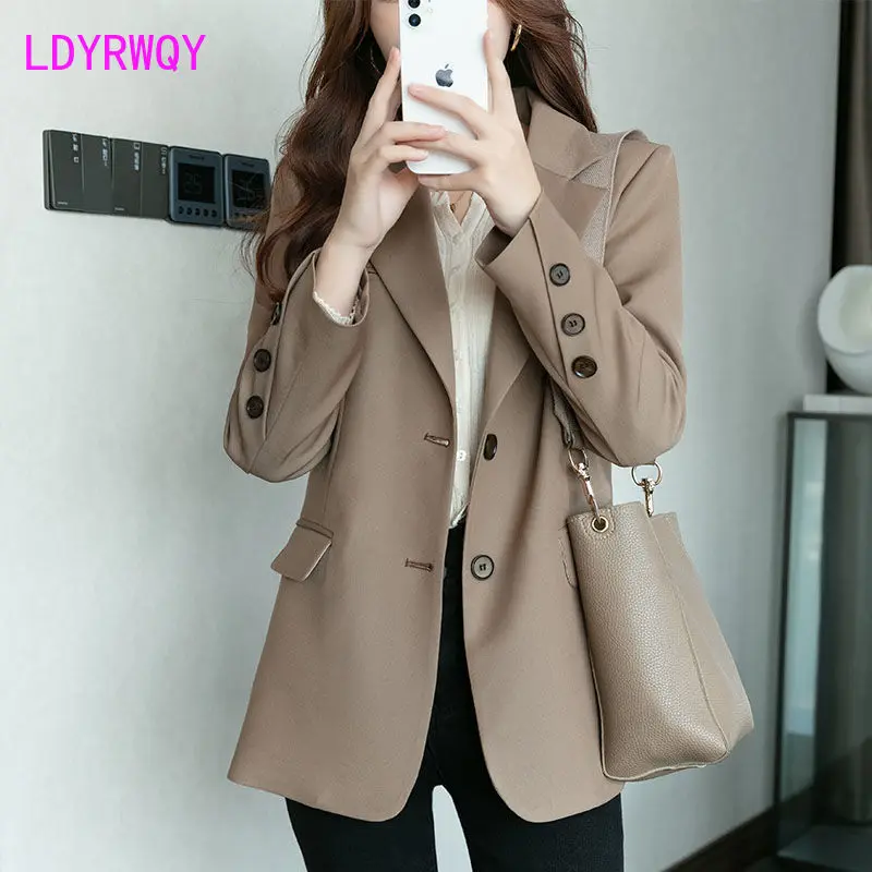 Blazer for women 2023 spring and autumn casual loose Korean version casual suit for women spring and autumn women s mid length suit chic retro belted korean version 2021 casual temperament ins jacket blouse