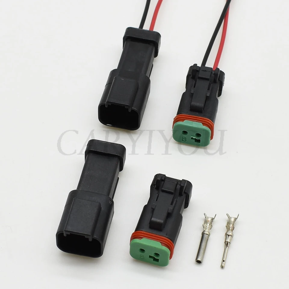 2-Pin Deutsch DT Connector - Waterproof DT04-2P & DT06-2S Electrical Connector Set (14 AWG)