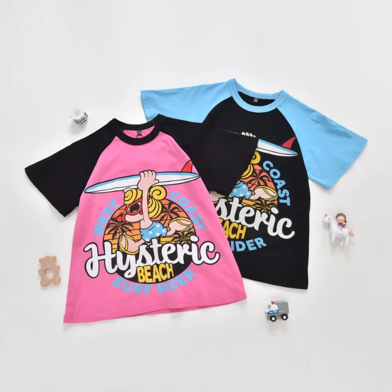

Summer New Parent-child T-shirts Girls Fashion Tees Cartoon Dresses Loose T Shirt Treasure Tops Mother Kids Clothes Camisetas