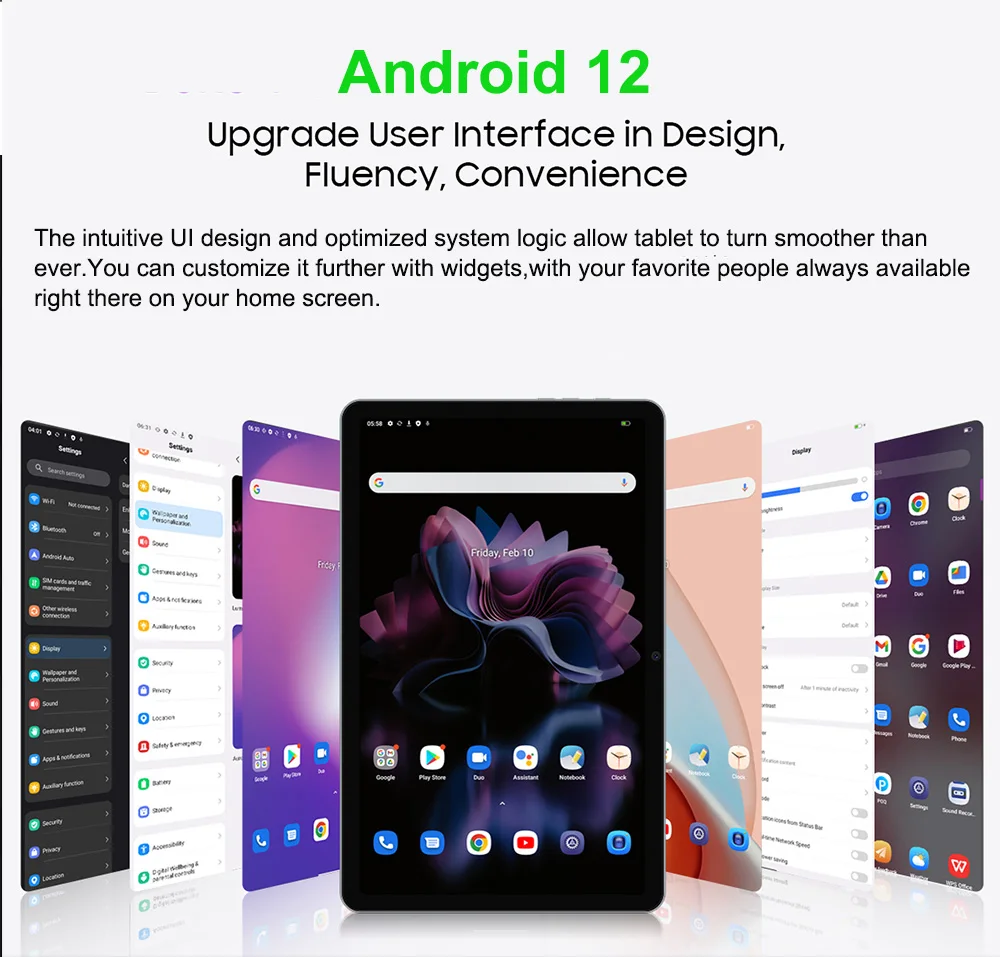 글로벌 버전 14.1 인치 1920x1080 IPS 대형 스크린 태블릿 PC, 4G LET 5 + 13MP 12 + 256GB 5G 와이파이, 2 in 1 태블릿, 14 인치 안드로이드 12