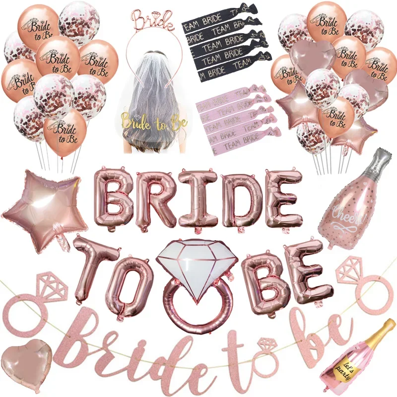 TEAM BRIDE HEN PARTY NIGHT DO BRIDE TO BE SASHES VEIL ROSE GOLD ACCESSORIES  LOT