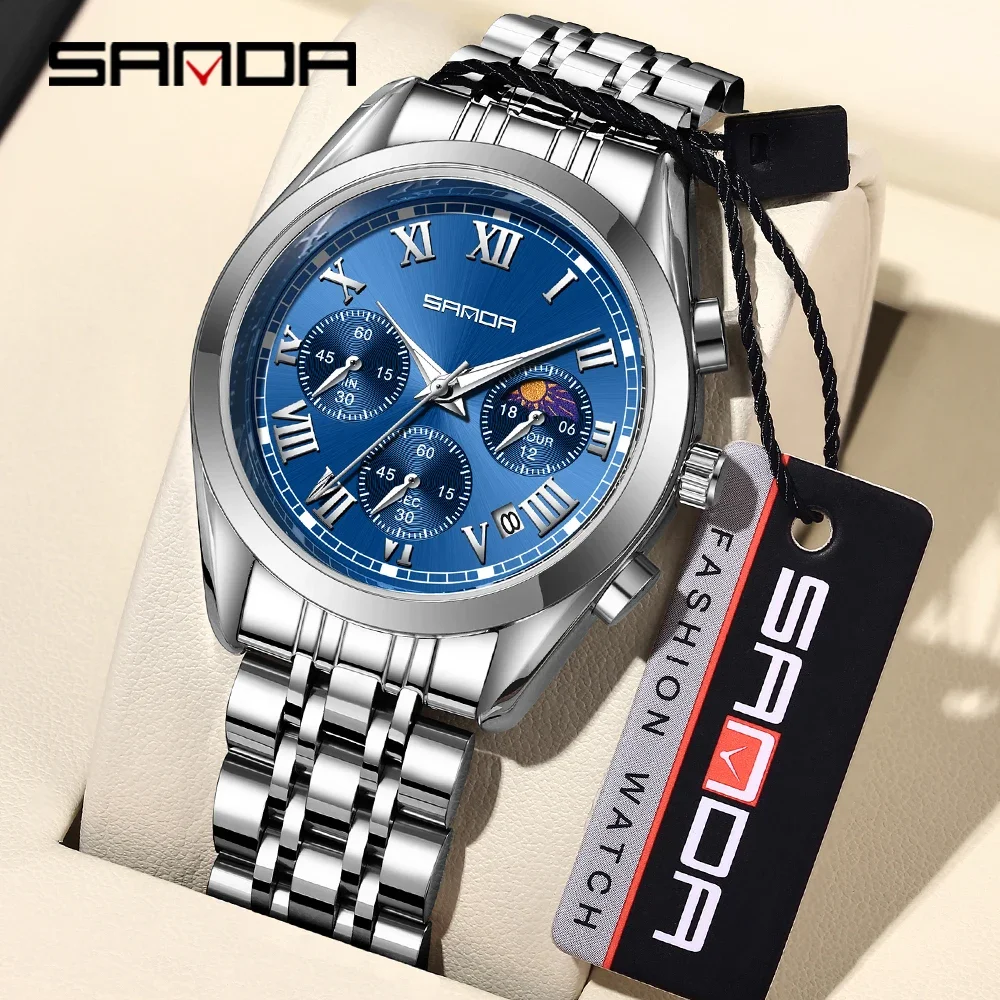 

2024 Top New Fashion Watches for Men Luxury Sport Business WristWatch ​Waterproof Quartz Big Clock Digital Male Watch SANDA 5012