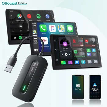 OTTOCAST New Play2Video Pro Wireless Carplay Adapter Android Auto Ai Box Built in Youtube Netflix for Car with Wired Carplay
