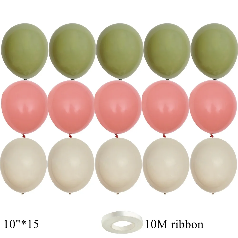 Vintage Balloons 15/20PCS 10inch Retro Khaki Green Set for Wedding Anniversary Happy Birthday Party Decoration Supplies