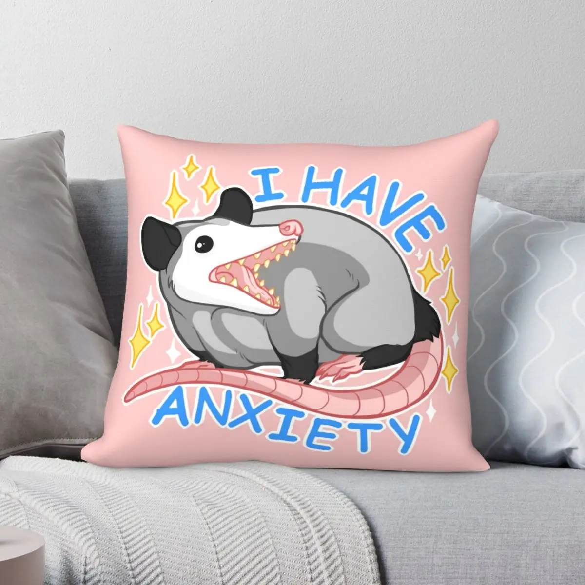 

Poss Have Anxiety Square Pillowcase Polyester Linen Velvet Printed Zip Decor Throw Pillow Case Car Cushion Cover 45x45