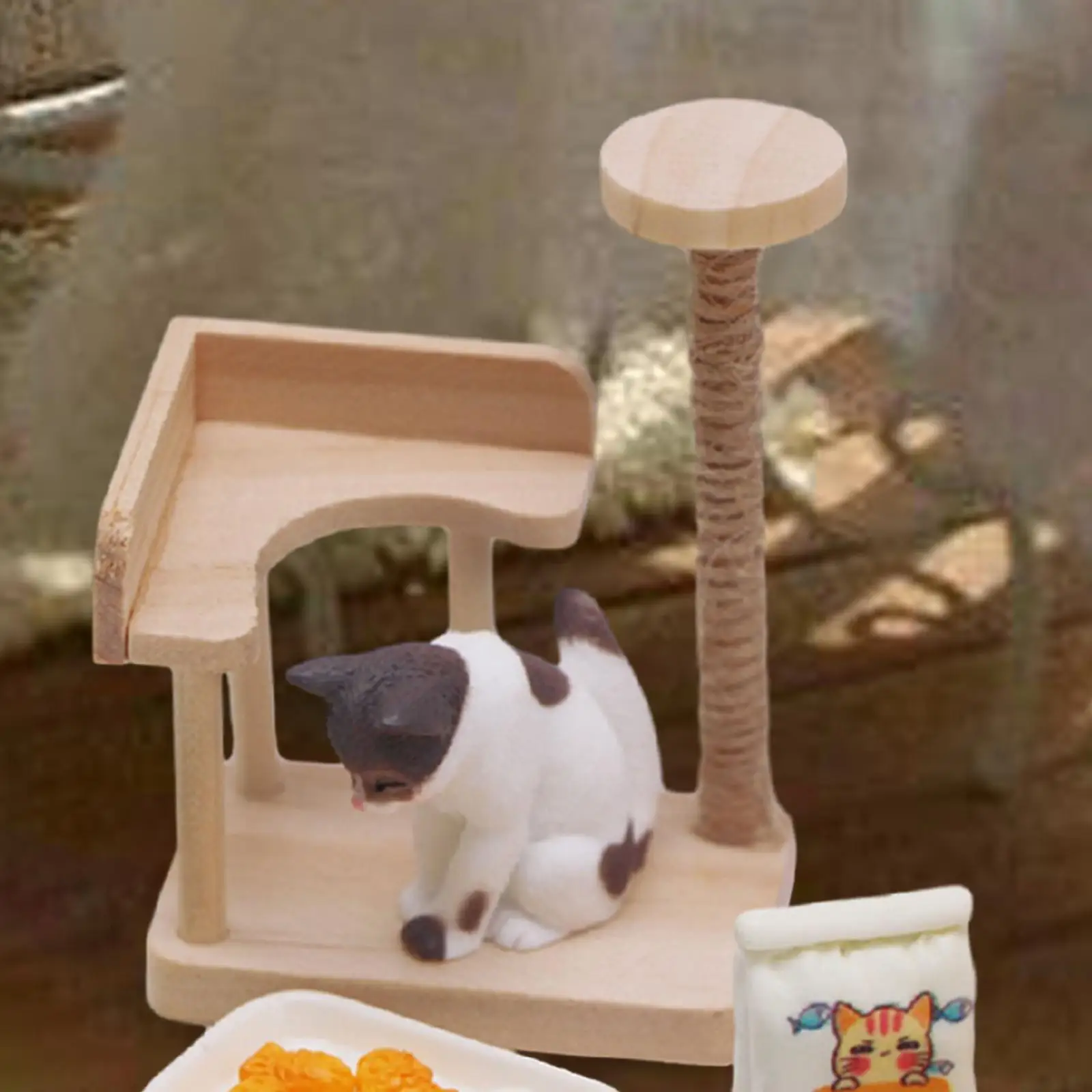 Cat Scratch Post Scenes 1:12 Dollhouse Cat Climbing Frame for Sand Table Micro Landscape Decoration Building Miniature Scene