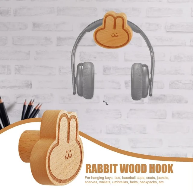 Rabbit Wood Coat Hanging Hook Unique Cartoon Beech Multi-Purpose