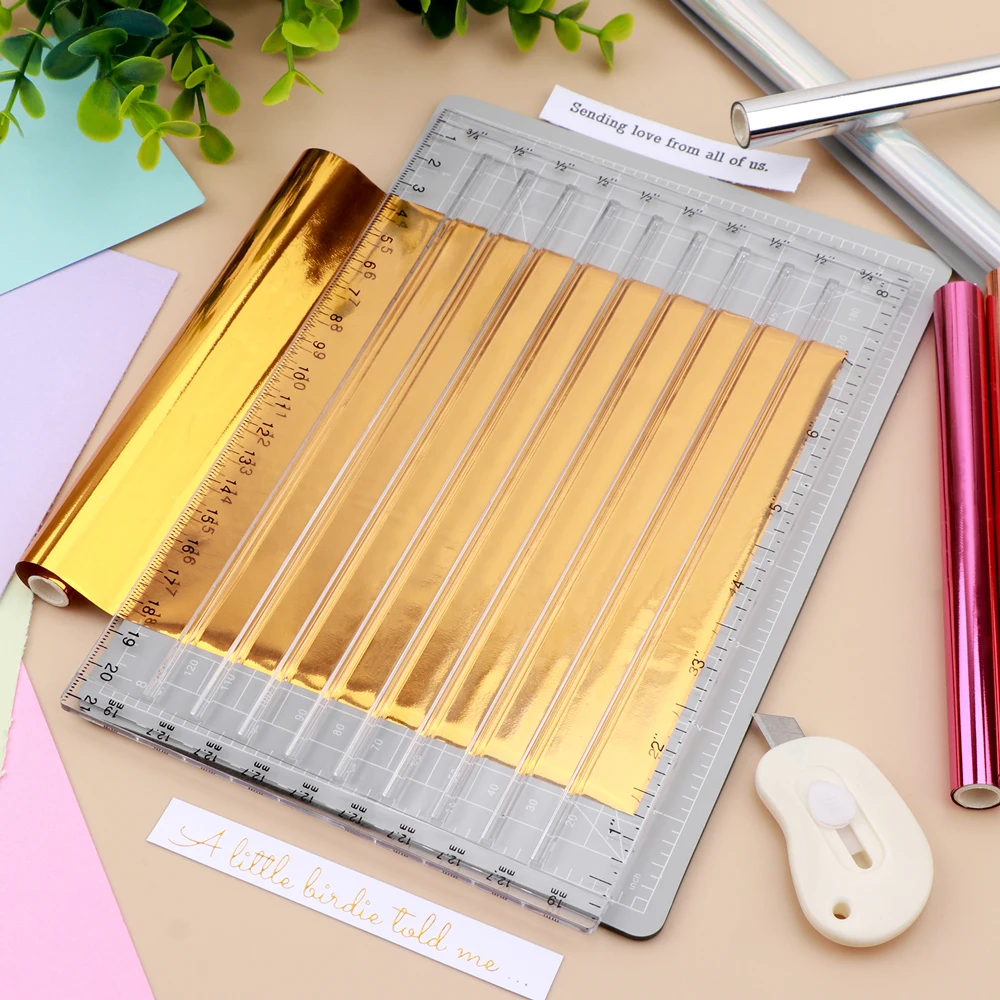 Craft foil paper cutters quick trimmer for foil and paper with blade helpful grid line easy sentiment strips trimming craft tool