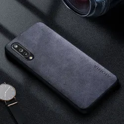 Premium Luxury Leather Retro Business Style Phone Case - Solid Color Cover - Mi 9 Lite (GRAY)