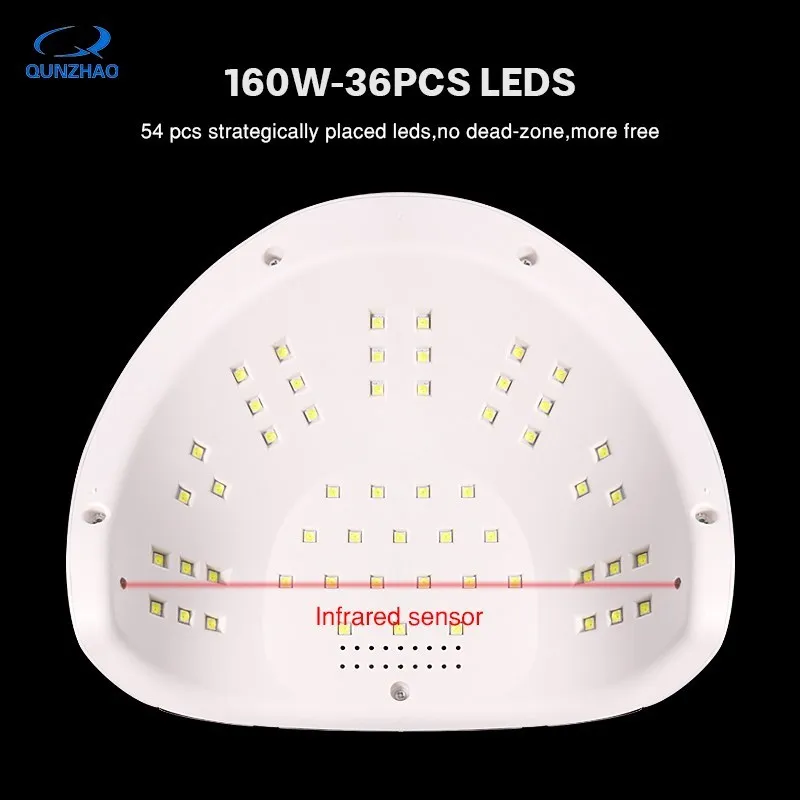 Uv Led Nail Lamp For Two Hand Uv Light For Nails 54 Pcs Light Bead Big Uv Gel Nail Lamp Quick Curing Nail Gel Polish 160w 5