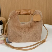 Fashionable Plush Messenger Bag Imitation Fur Women's Bag Autumn and Winter Retro Handbag Lady Plush Handbag Party Crossbody Bag