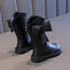 New Winter Girls Princess Cotton Boots Elegant Bowknot Children Causal Boots Fashion Black Versatile Kids Simple Mid-calf Boots 3