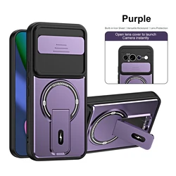 Magnetic Folding Bracket Shockproof Armor Phone Case with Lens Protection for Google Pixel 11 (PURPLE)