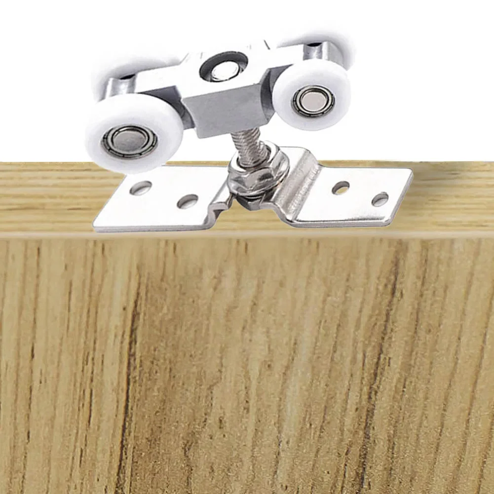 Description Picture 6 of item1 Pair Door Pulley Track Rail Hanging Pulley Glass Door Guide Mute Push And Pull Stainless Steel Wheel Sliding Door Pulley
