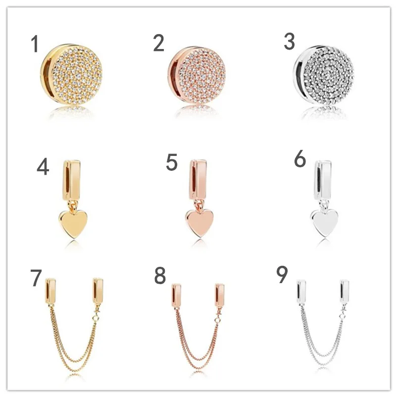 

925 Sterling Silver Charm Rose Reflexions Floating Heart Clip Pendant Beads Fit pandora Bracelet & Bangle Diy Jewelry