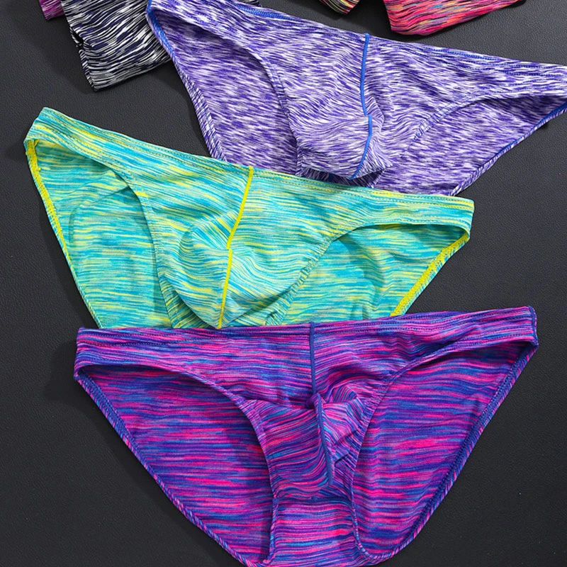 Men's Breathable Briefs Uconvex Sexy Underpants Cotton Low Waist Underwear Man Colorful Fine