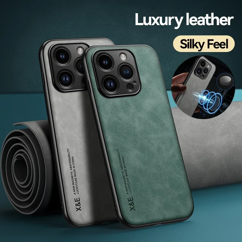 

Роскошный Магнитный кожаный чехол для iPhone 15 Pro Max 15 Plus 15 14 Pro Max 14 Plus 14 13 Mini 13 Pro 13, поддержка автомобильного держателя