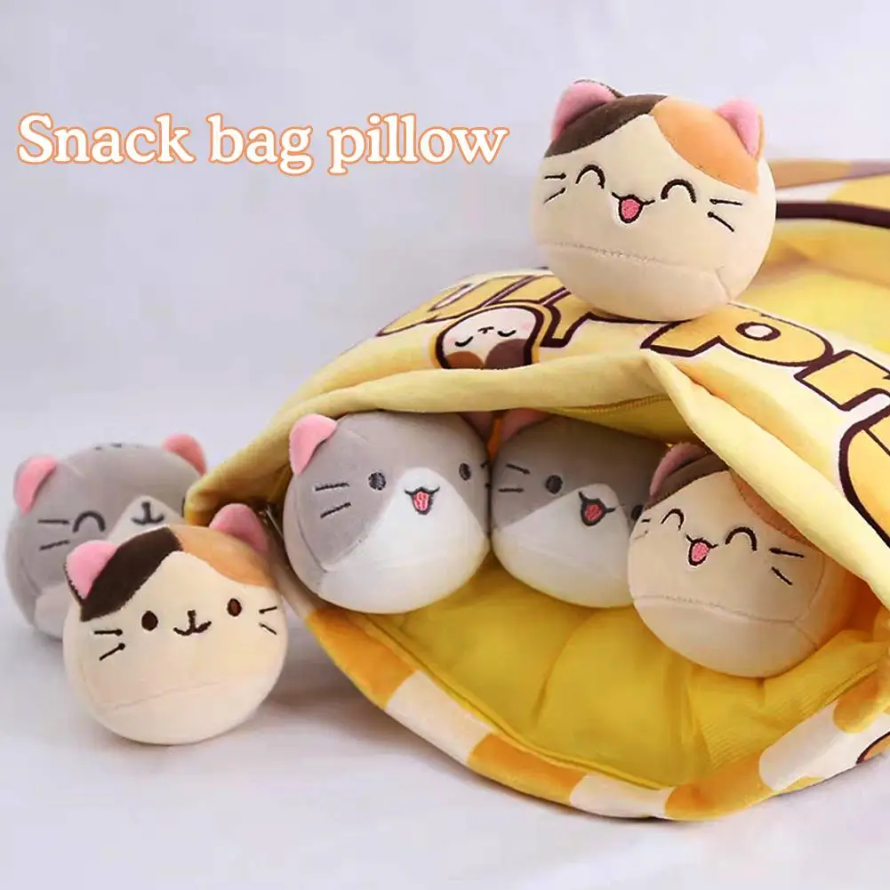 Kawaii Plush Pillow Cushion Cute Cat Snack Bag Pillow Mini Soft