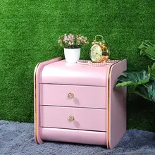 

Soft-packed Leather Bedside Table Light Luxury Bedroom Storage Cabinet Double-drawer Install The Bedside Cabinet As A Whole