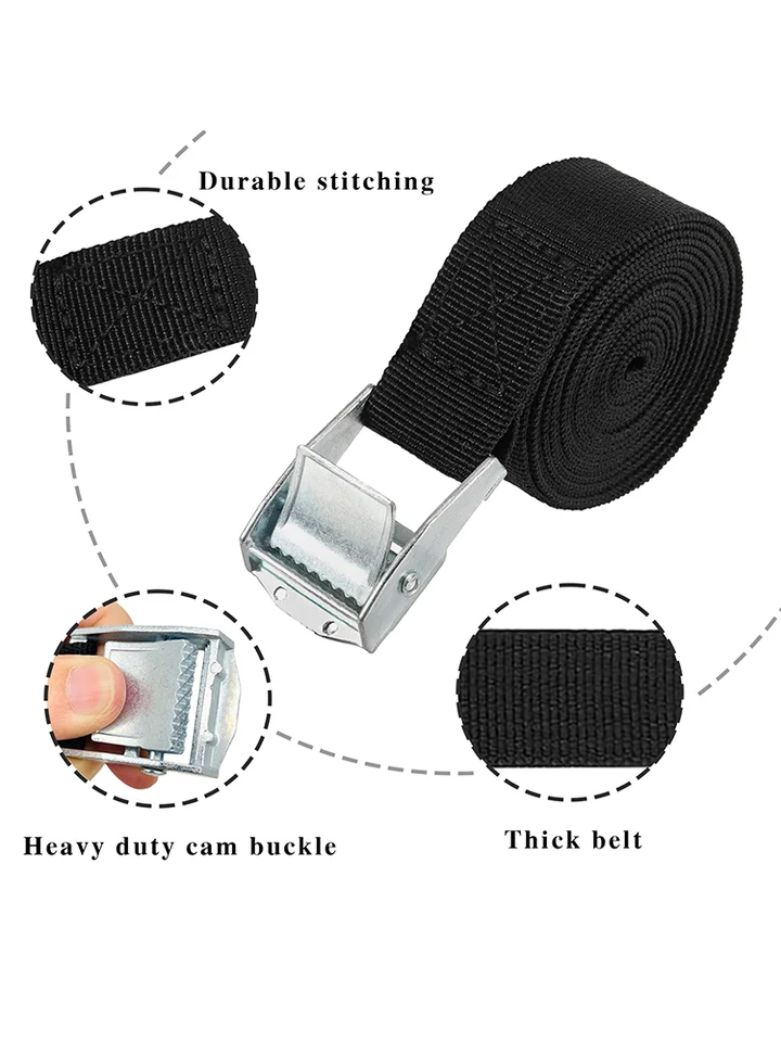4/6Pcs 5m Black Lashing Straps With Clamping Lock Heavy Duty Fastening Straps For Motor Bicycle Luggage Fixing Tool - 34 - View #4