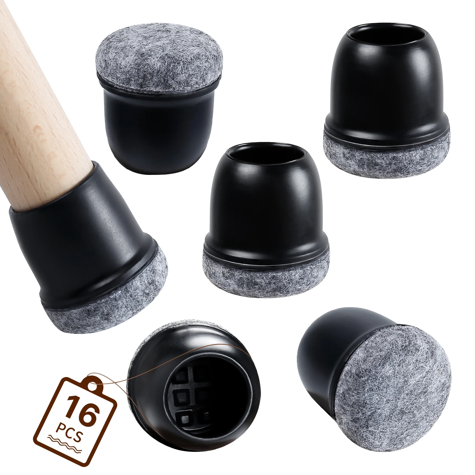 16-Pack Premium Silicone Chair Leg Protectors with Felt Pads
