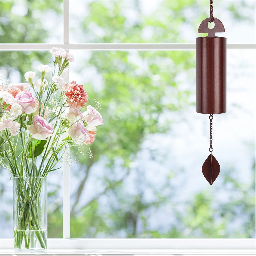 

Retro Wind Chimes Deep Tone Heavy Duty Wind Bell Antique Copper Metal Cylinder Bell for Patio Yard Porch Garden Outside Decor