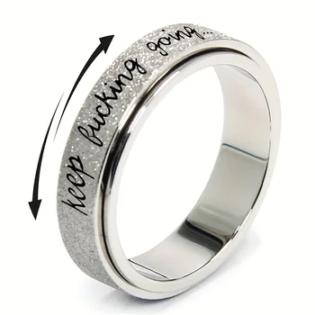 Anello rotante in acciaio inossidabile vibrante ispiratore alla moda, regolabile, unisex, da indossare ogni giorno, per mantenere l'anello