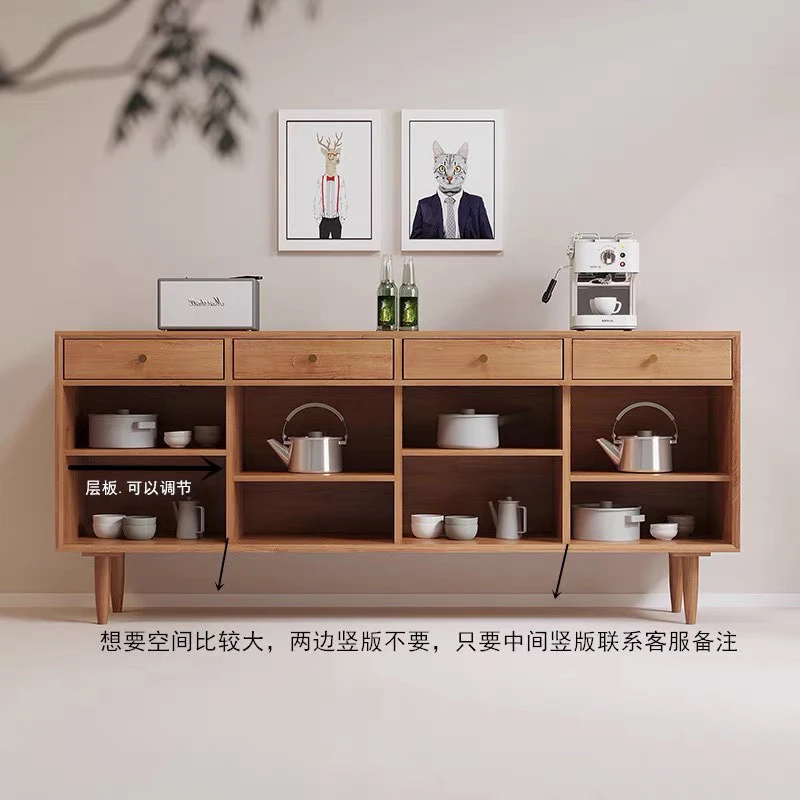 Japanese Solid Wood Sideboards PE Rattan Modern Simple Raise Kitchen Cabinets et Drawers Dining Room Furniture Comedor FYSB