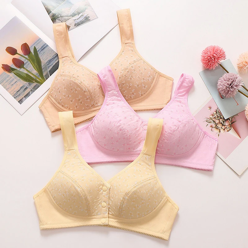 

36-44 B C Middle Aged Bras for Women Solid Color Wire Free Bras Woman Push Up Underwear Brassiere Seamless Underwear Bralette
