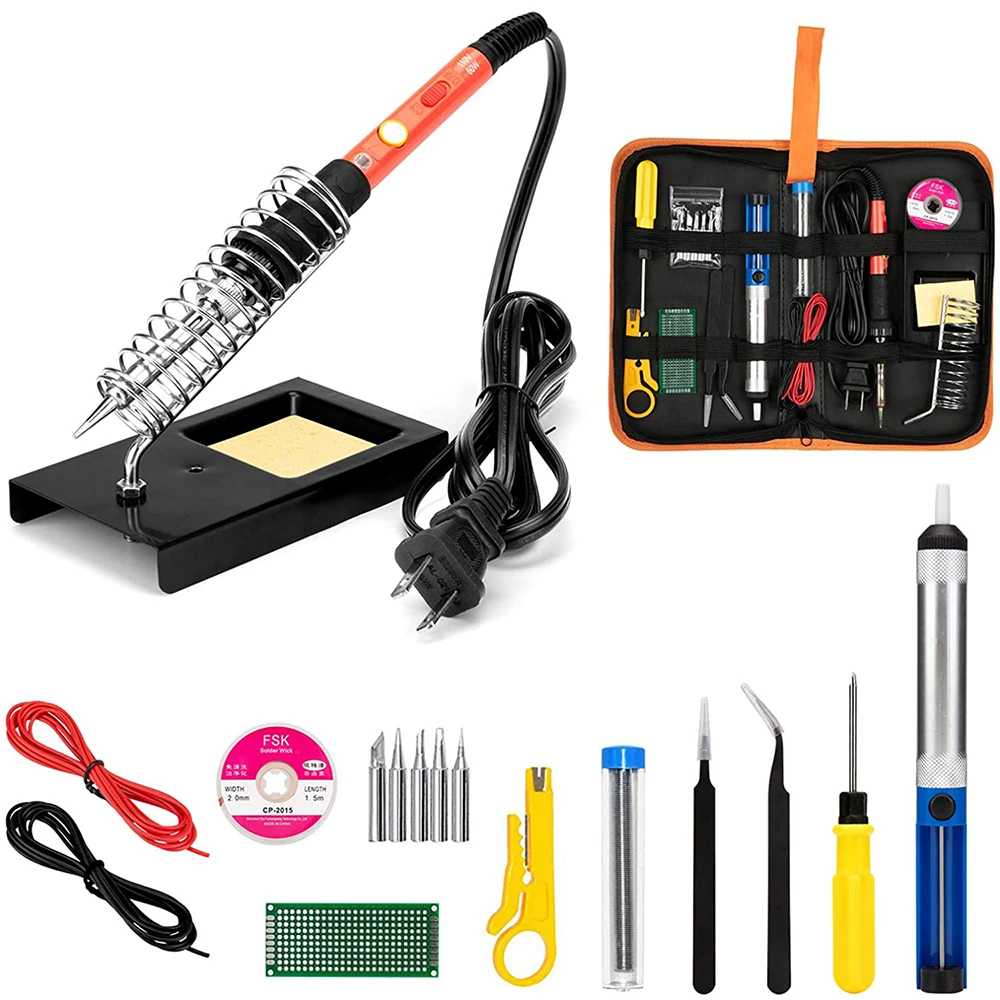 60W Digital Electric Soldering Iron Kit Set Temperature Adjustable 110V Welding Tool Ceramic Heater Soldering Tips Rework soldering stations