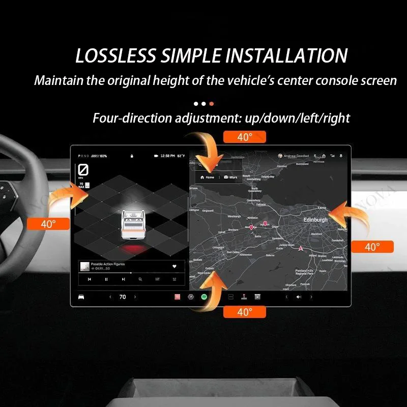 Screen Swivel Mount For Tesla Cybertruck Screen Rotating Bracket 4 Way Adjustment Center Console Display Monitor Rotate Holder