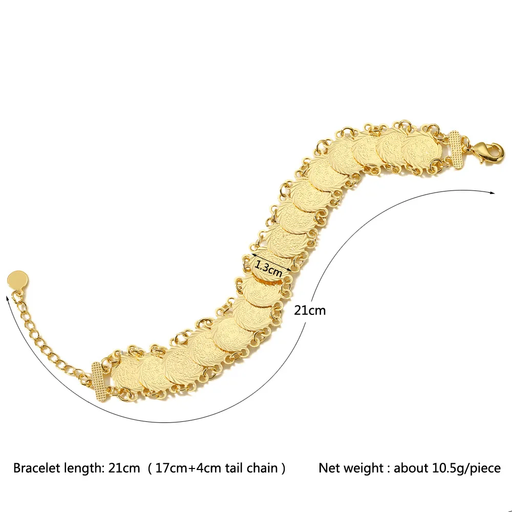 Bracelet Jewelry Herseygold Copper Bracelet Turkish Middle East Jewelry Arab Coins Gold Plated Chain Bracelet Mulism Bridal Bangle Bracelets