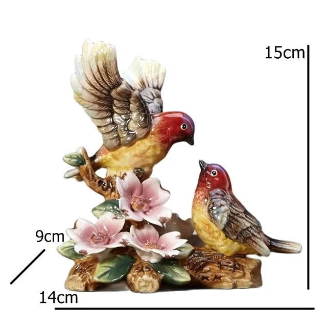 Coppia Di Uccellini In Ceramica Per Decorazione - Primavera, Pasqua, Giardino E Casa (7x9 Cm)
