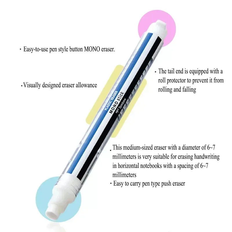 Tombow Mono Stick Eraser Sketching Highlighting Mechanical Refillable Pen Shape Push Type Rubber Press Type School Stationery pencil eraser